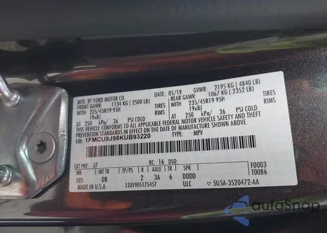 2019 Ford Escape Titanium from USA, damaged, VIN 1FMCU9J98KUB93220